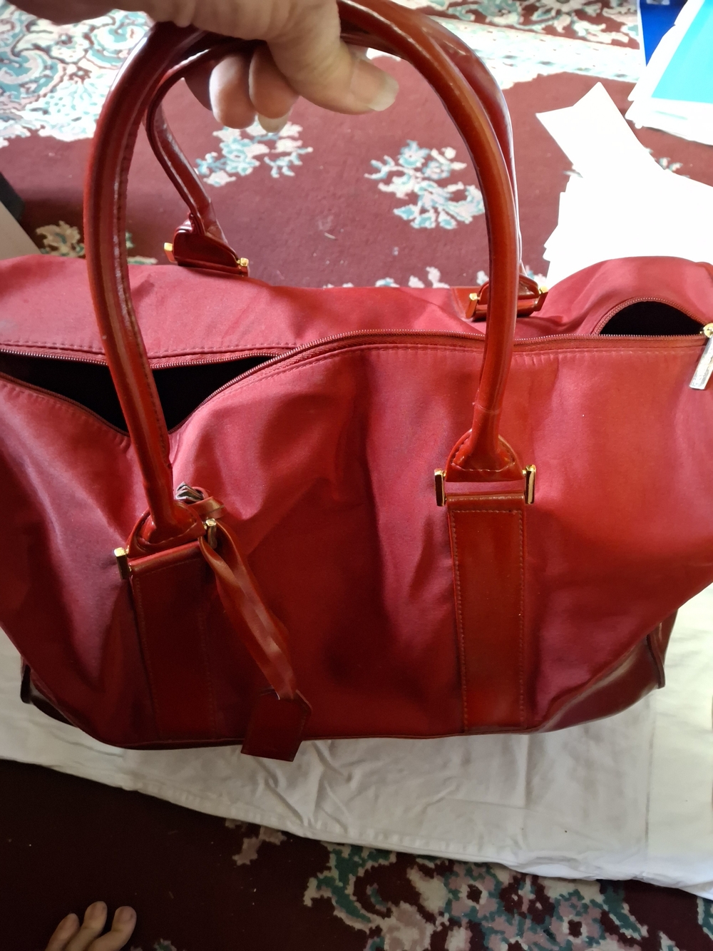 Estee Lauder Red Women's Tote with Gold Hardware